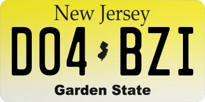 NJ license plate D04BZI