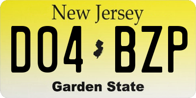 NJ license plate D04BZP