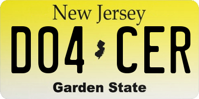 NJ license plate D04CER