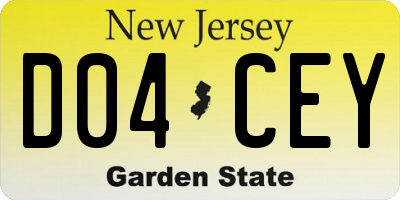 NJ license plate D04CEY