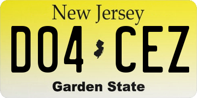 NJ license plate D04CEZ
