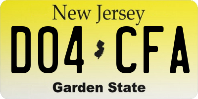 NJ license plate D04CFA