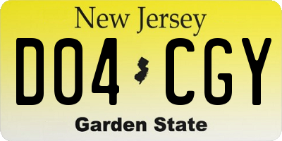NJ license plate D04CGY
