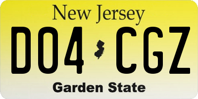 NJ license plate D04CGZ