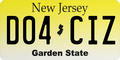 NJ license plate D04CIZ