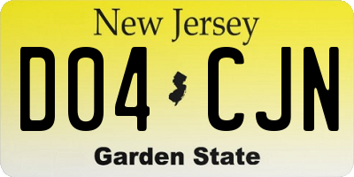 NJ license plate D04CJN