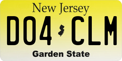 NJ license plate D04CLM
