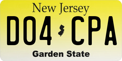 NJ license plate D04CPA