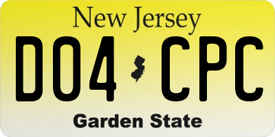 NJ license plate D04CPC