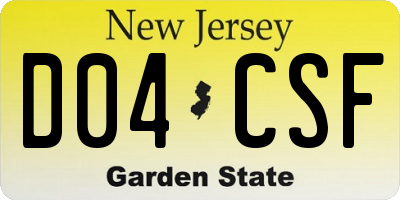 NJ license plate D04CSF