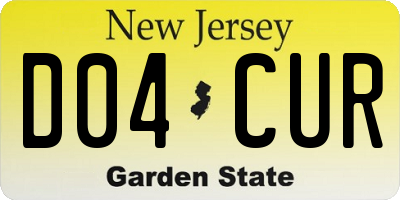 NJ license plate D04CUR