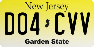 NJ license plate D04CVV