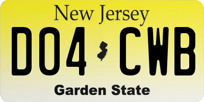 NJ license plate D04CWB
