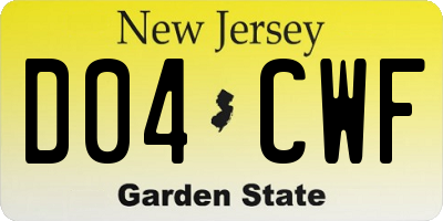 NJ license plate D04CWF