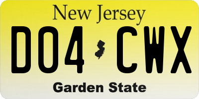 NJ license plate D04CWX