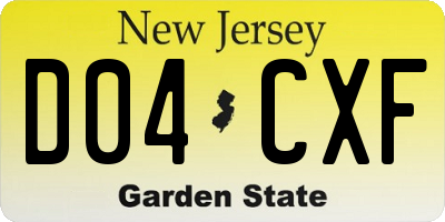 NJ license plate D04CXF