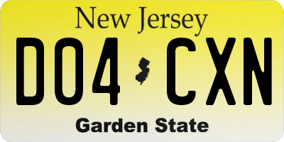 NJ license plate D04CXN