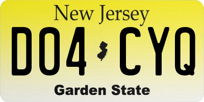NJ license plate D04CYQ