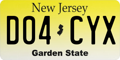 NJ license plate D04CYX