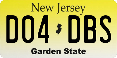 NJ license plate D04DBS