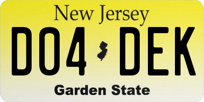 NJ license plate D04DEK