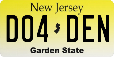 NJ license plate D04DEN