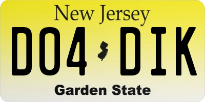 NJ license plate D04DIK