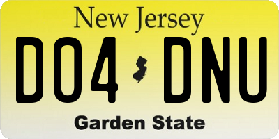 NJ license plate D04DNU