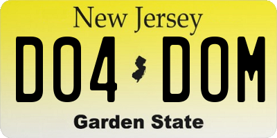 NJ license plate D04DOM