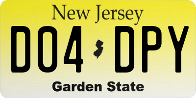 NJ license plate D04DPY