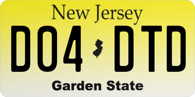 NJ license plate D04DTD