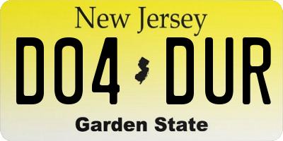 NJ license plate D04DUR