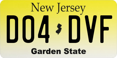 NJ license plate D04DVF
