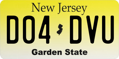 NJ license plate D04DVU