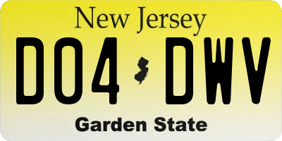 NJ license plate D04DWV