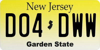 NJ license plate D04DWW