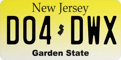 NJ license plate D04DWX