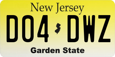 NJ license plate D04DWZ
