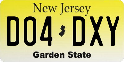 NJ license plate D04DXY