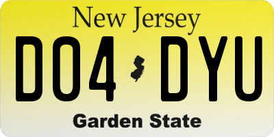 NJ license plate D04DYU