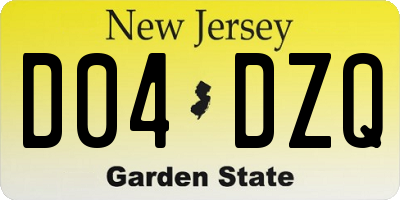 NJ license plate D04DZQ