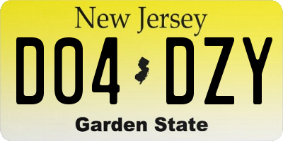 NJ license plate D04DZY
