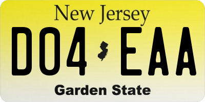 NJ license plate D04EAA