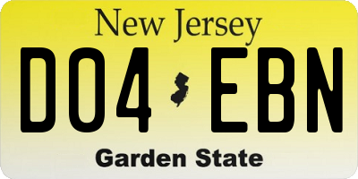 NJ license plate D04EBN
