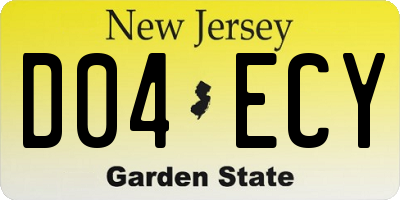 NJ license plate D04ECY