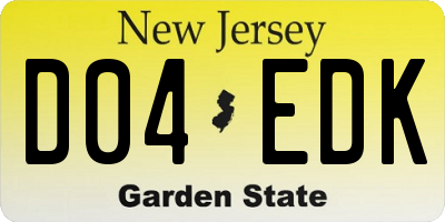 NJ license plate D04EDK