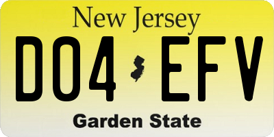 NJ license plate D04EFV