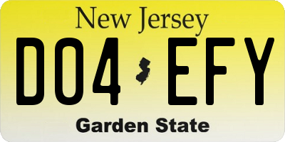 NJ license plate D04EFY