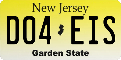 NJ license plate D04EIS