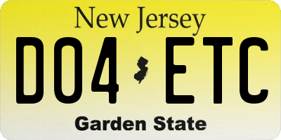 NJ license plate D04ETC